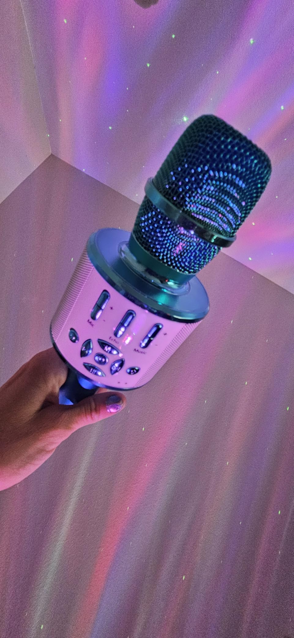 Amazmic Karaoke Microphone for Adults, Wireless Bluetooth Microphone for Singing Portable Karaoke Machine Handheld with LED Lights, Gift for Kids Adults Birthday Party, Home KTV(Rose Gold) customer photo 2