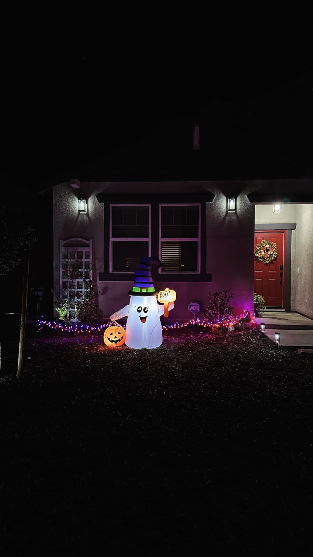 GOOSH 5 FT Halloween Inflatables Ghost Outdoor Decorations Blow Up Yard Cute Wizard Ghost with Pumpkin with Built-in LEDs for Garden Lawn Indoor Party Holiday Decor customer photo 2