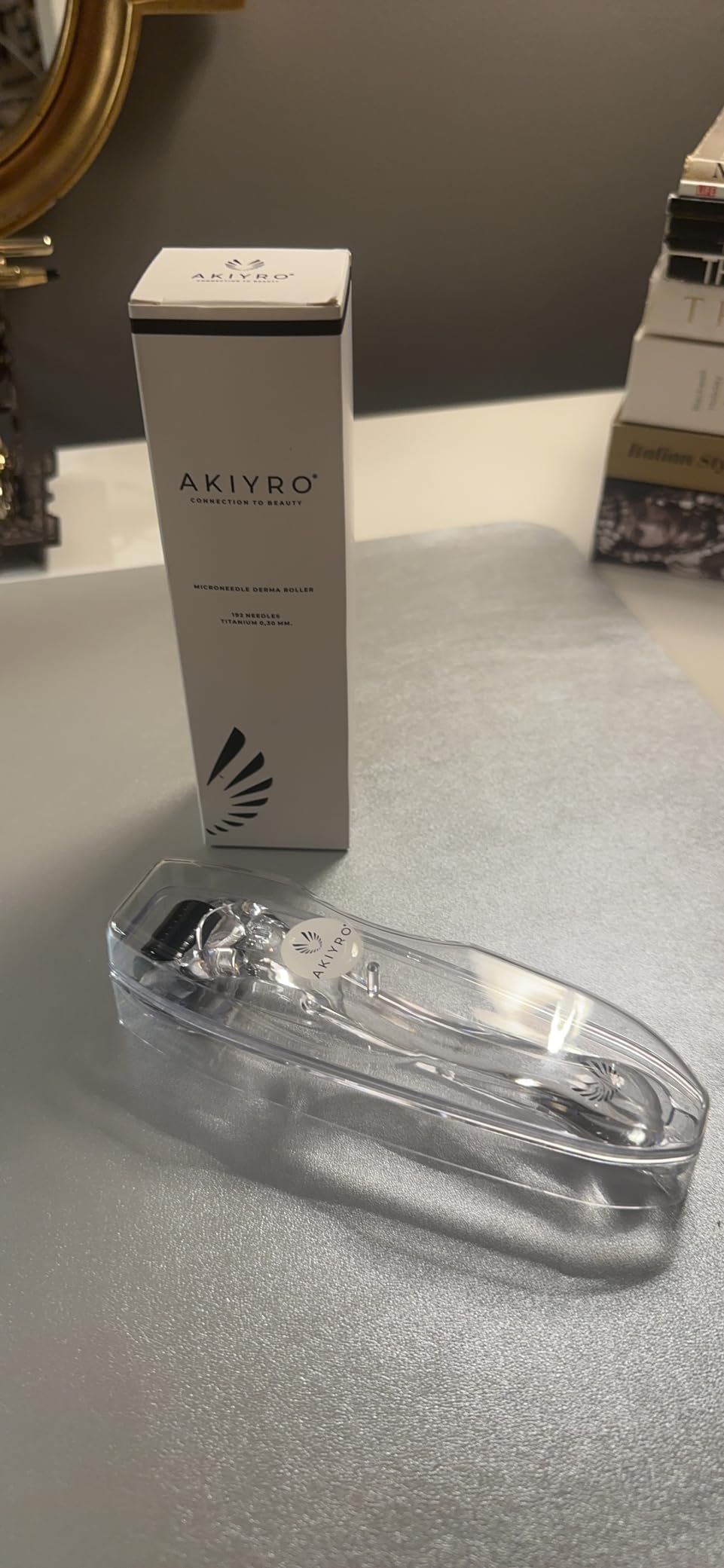 AKIYRO Derma Roller 0.30mm - Microneedle Roller with Storage Case - 192 Micro Needling Dermal Tool for Face, Beard, Scalp & Body - At Home Microneedling Skin Care for Women & Men (Green) customer photo 1