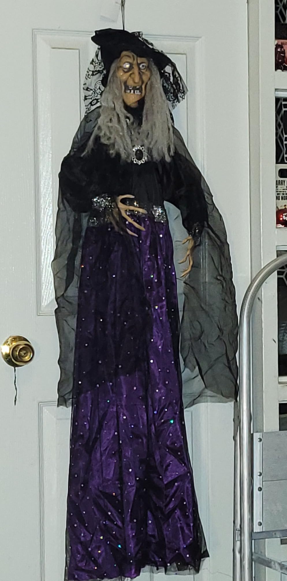 JOYIN 47” Animated Witch Halloween Decorations Outdoor Indoor, Scary Halloween Animatronics Decor, Hanging Ghost Talking Sound Activated Led Lights Eyes Haunted House Yard Garden Lawn customer photo 1