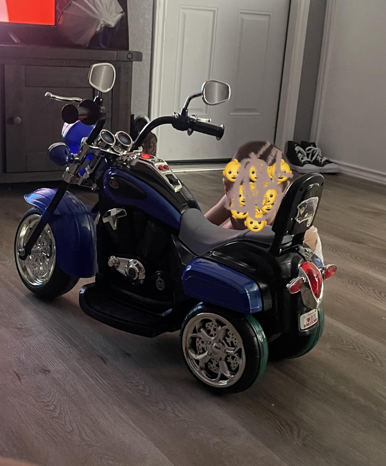 Costzon 6V Ride on Chopper Kids Motorcycle with Horn, Headlight (Blue) customer photo 1