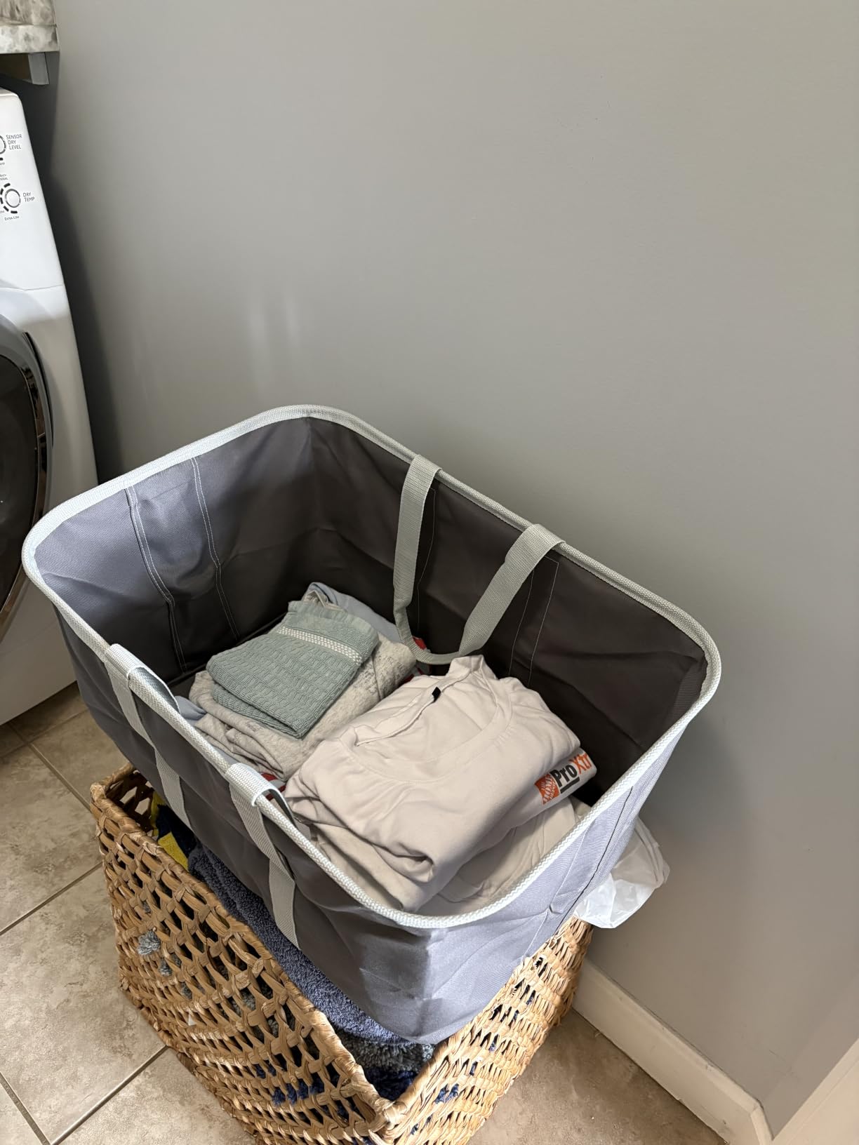 CleverMade Collapsible Laundry Baskets, 50L Tote 2 Pack, Charcoal customer photo 2
