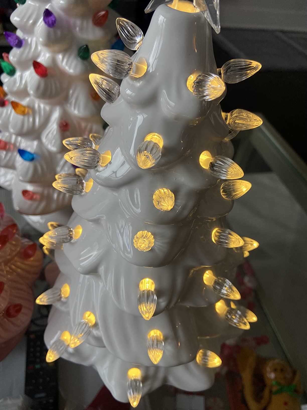 15in Pre-lit Hand-Painted Ceramic Tabletop Christmas Tree - Holiday Decoration White Lights - Perfect Centerpiece for Your Christmas Indoor Decorations customer photo 1
