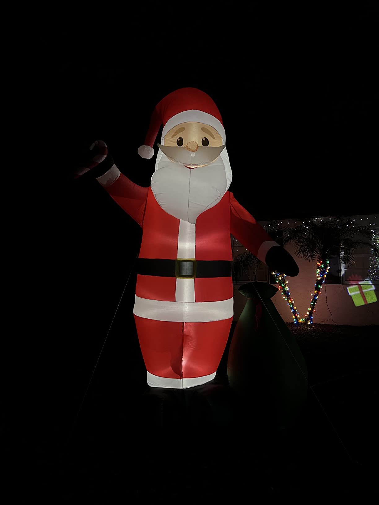 12 Ft by 7.6 Ft Giant Christmas Inflatables Decorations Outdoor Santa Claus with Gift Bag with LED Light for Christmas Blow Up Yard Decor for Lawn Garden Party Holiday Xmas Decorations Cute Fun customer photo 1