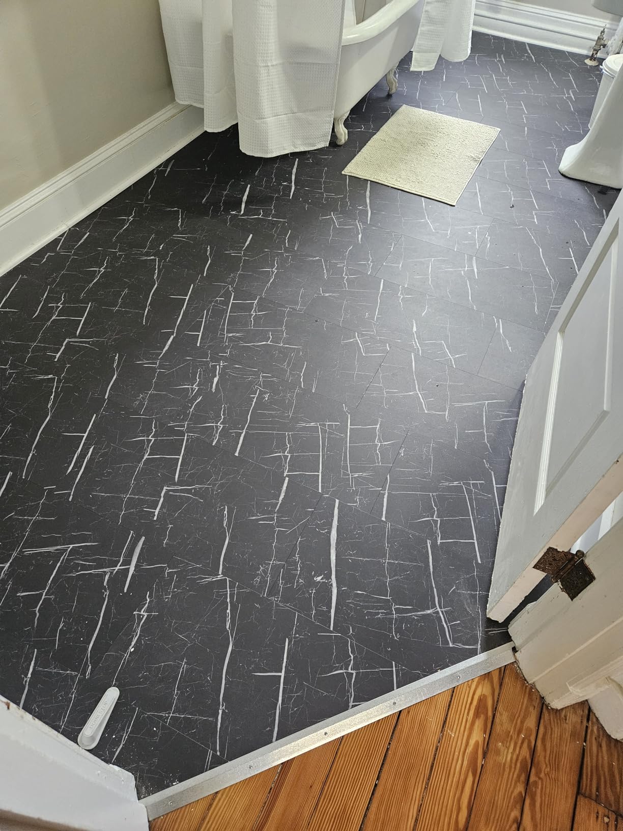 LUCiDA SURFACES Luxury Vinyl Flooring Tiles-Interlocking Flooring for DIY Installation-8 Stone-Look Planks-Nero Marquina-TerraCore-16 Sq. Feet, Box of 8 Tiles customer photo 1