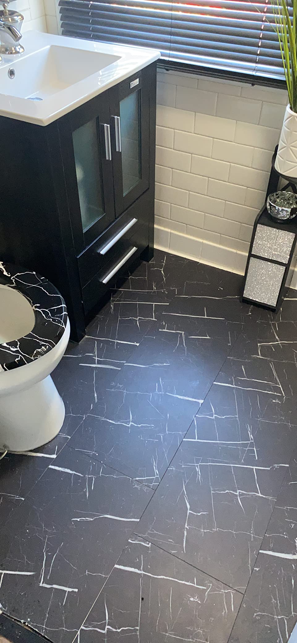LUCiDA SURFACES Luxury Vinyl Flooring Tiles-Interlocking Flooring for DIY Installation-8 Stone-Look Planks-Nero Marquina-TerraCore-16 Sq. Feet, Box of 8 Tiles customer photo 2