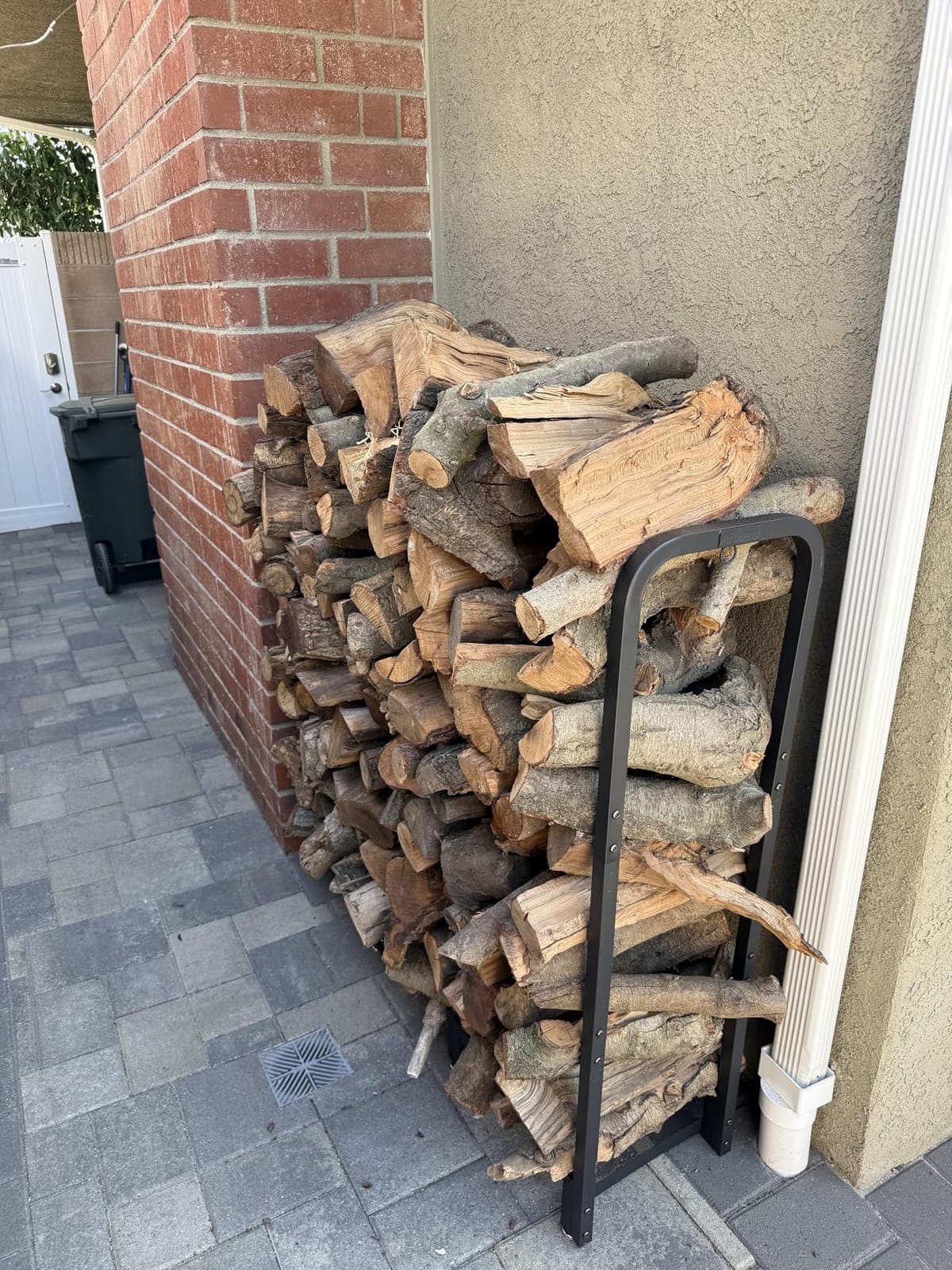 Firewood Rack Stand 4ft Heavy Duty Logs Holder for Outdoor Indoor Fireplace Metal Wood Pile Storage Stacker Organizer, Matte Black customer photo 1