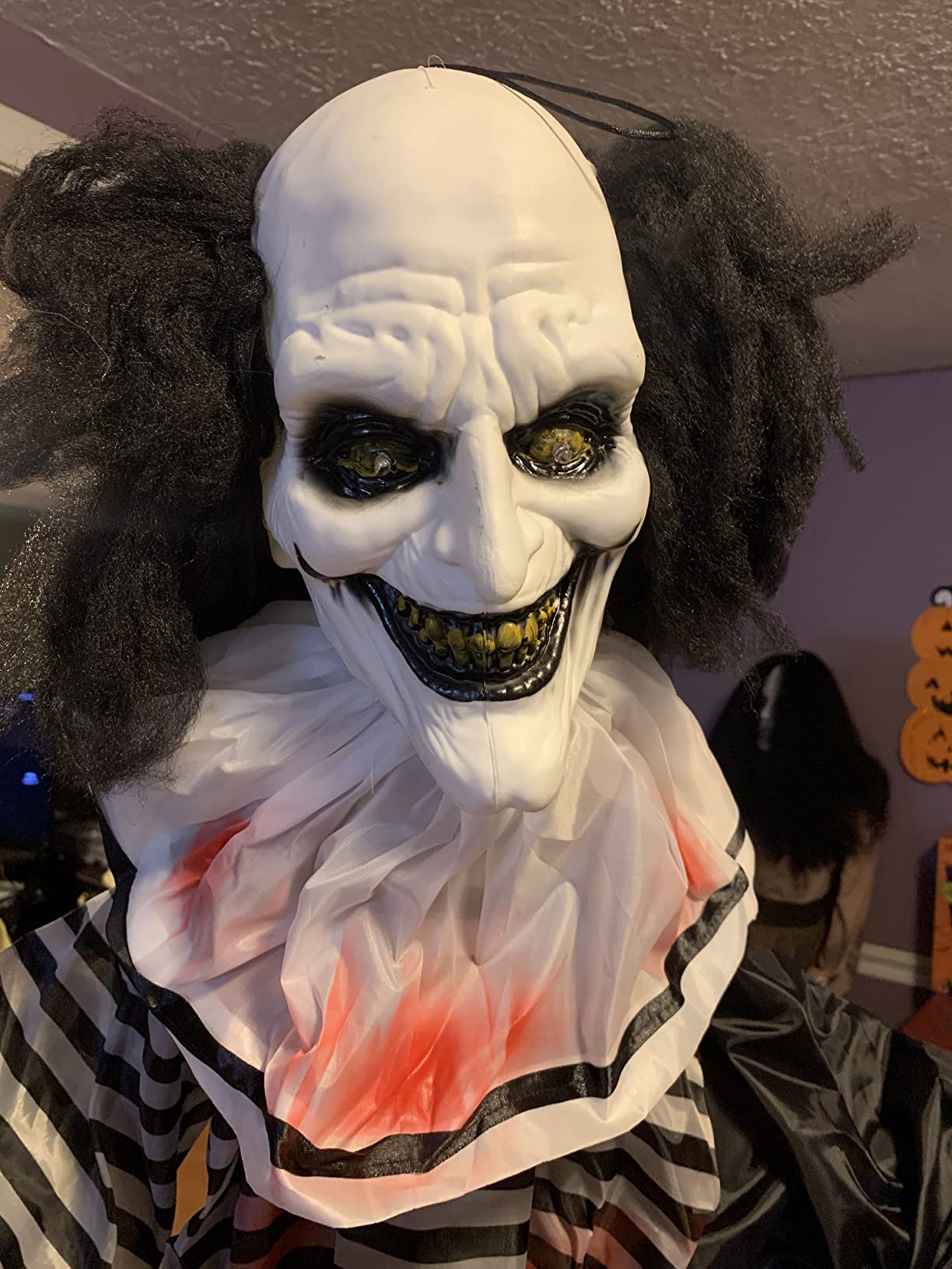 Haunted Hill Farm Life-Size Scary Talking Clown, Halloween Animatronic with Motion and Touch Activated Lights and Sounds, Battery Operated Indoor or Covered Outdoor Halloween Decorations | Life-Size 5.5-Ft Talking Clown Animatronic, Motion, Touch Lights and Sounds, Battery Operated, Indoor or Outdoor Decor customer photo 1
