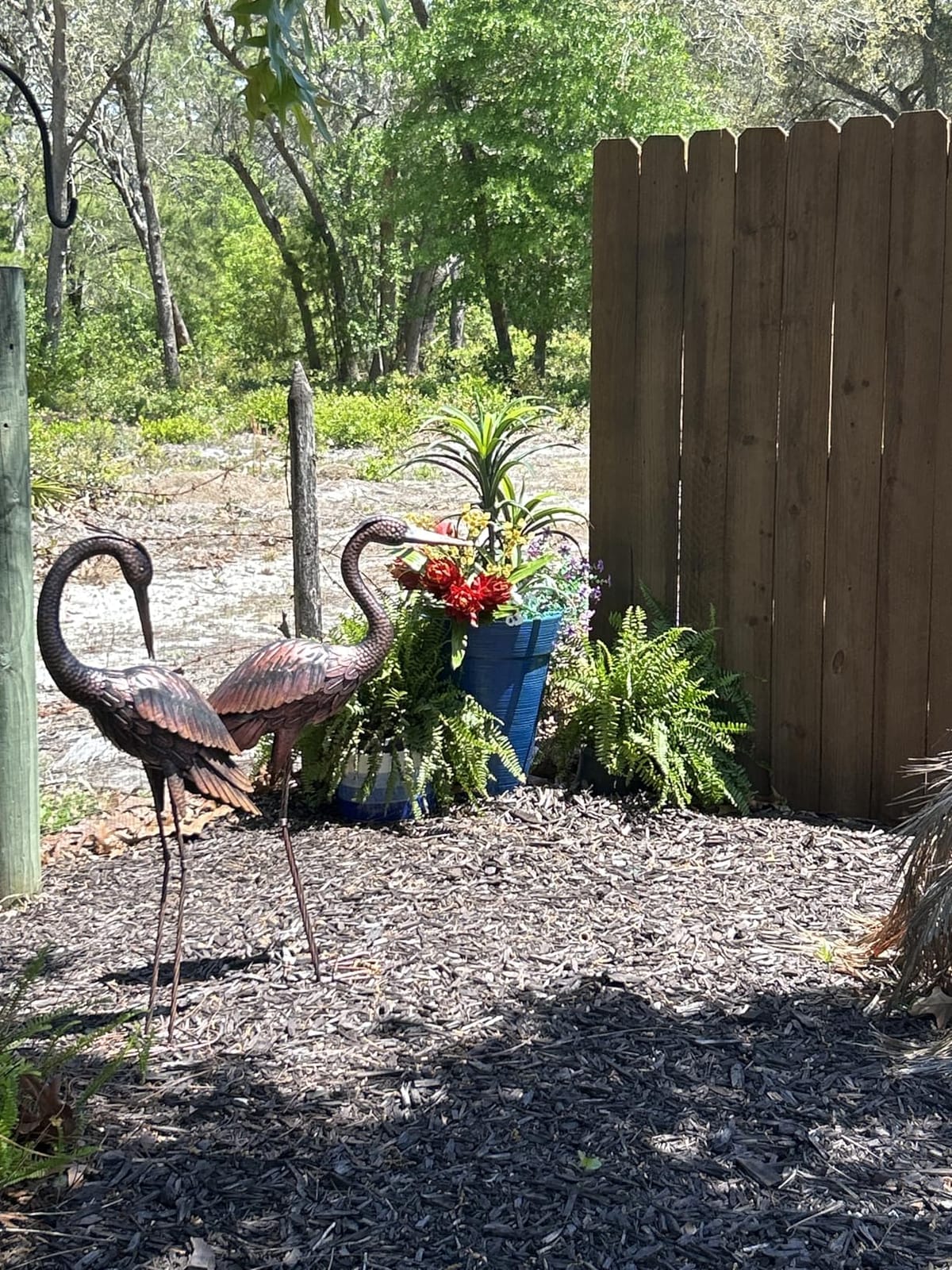 Kircust Crane Garden Sculptures & Statues Heron Decoy Large Size Metal Birds Yard Art Standing Vintage Brass Heron Lawn Ornament Outdoor Decorations 37 Inches Set of 2 customer photo 2