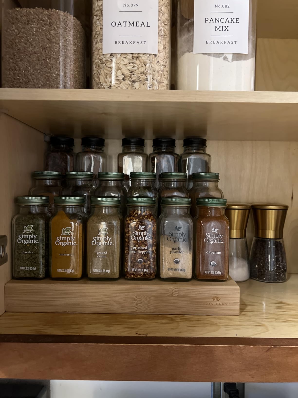 Bamboo Expandable Spice Rack Organizer, 3-Tier Adjustable Kitchen Cabinet customer photo 1