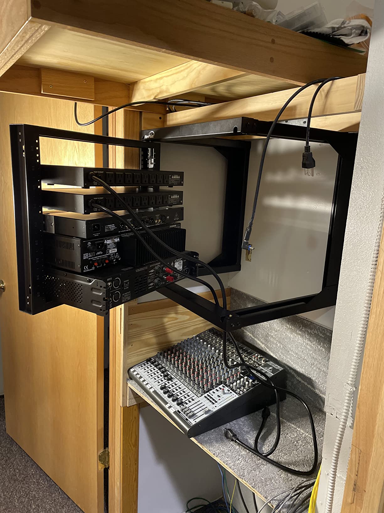 NavePoint 15U Server Rack with Swing Gate - Wall Mount Rack for 19 Inch IT Equipment Open Frame Rack – Network Rack Wall Mount for AV & Server Equipment 24” Deep 19