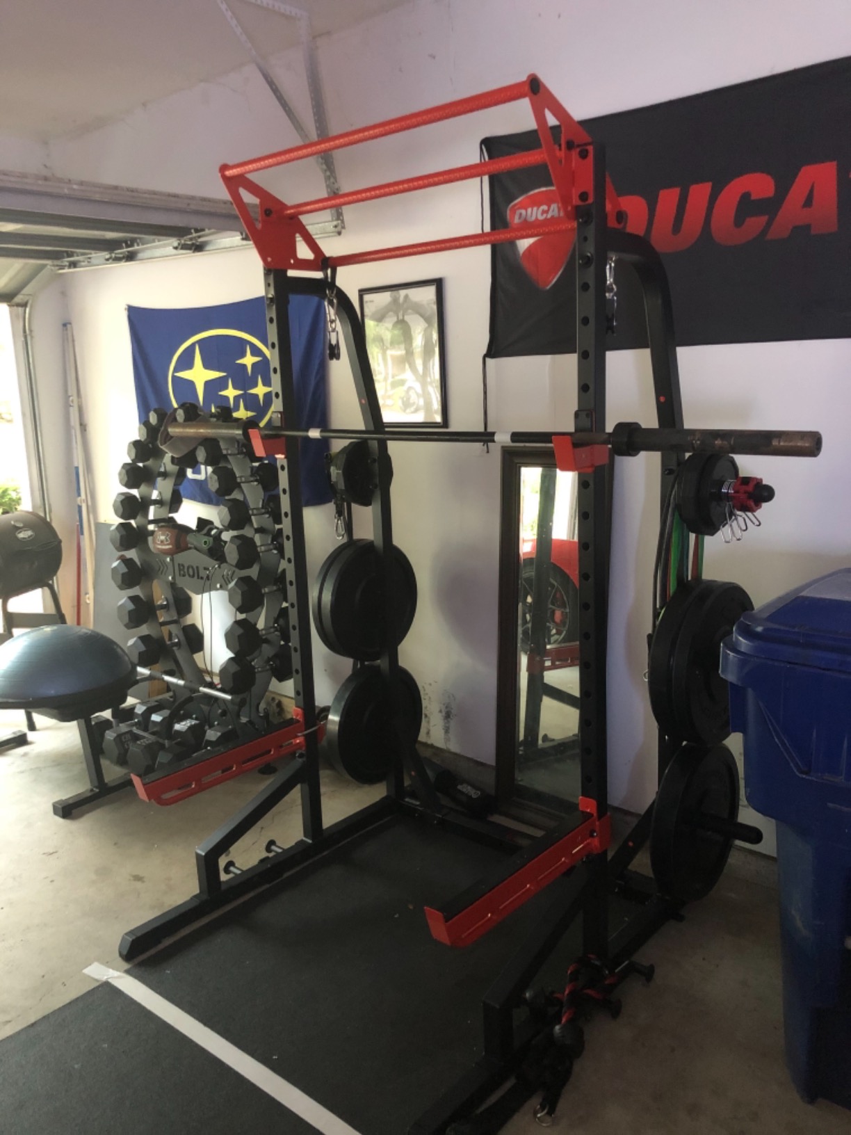 Sunny Health & Fitness Half Rack Cage with Adjustable Pull-Up Bar customer photo 1