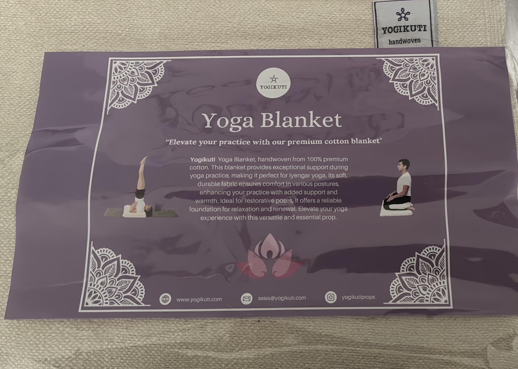 Yogikuti Iyengar Yoga Blanket Set of Four – Thick Handwoven Cotton Blankets for Restorative Yoga, Meditation and Pranayama – Supportive Yoga Prop for Comfort, Alignment and Deep Relaxation - (White) customer photo 1