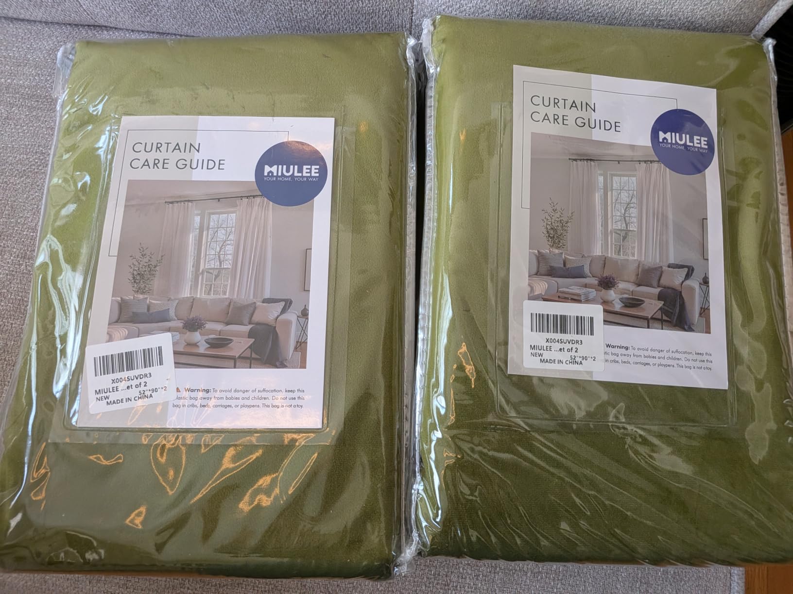 MIULEE Velvet Curtains Olive Green 52 x 84 Inch Length Set of 2 customer photo 2