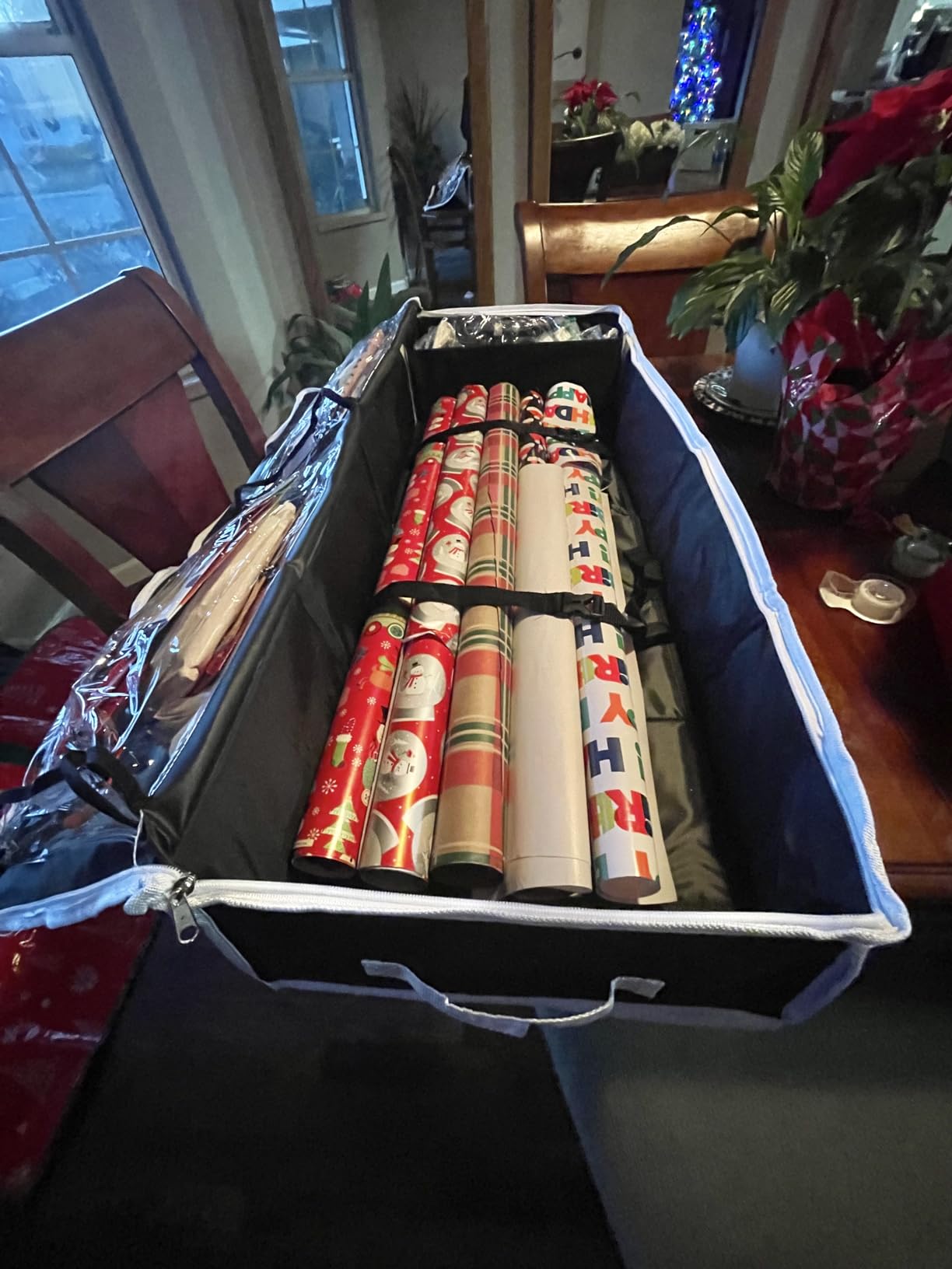 Handy Laundry Gift Wrap Storage Organizer, Easily organize Wrapping Paper, Ribbons, Bows, Scissors, Fits 18-24 Standard Rolls, Keeps Gift Supplies in Perfect Condition & Ready for Next Season, (Black) customer photo 2