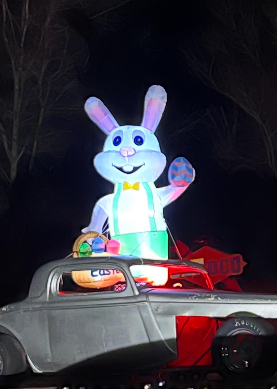 TURNMEON 8 Feet Giant Bunny Easter Inflatables Outdoor Decoration, Lighted Blow up Rabbit Holds Easter Eggs Basket with Tether Stakes LED Light Easter Decor Home Yard Lawn Garden Party Easter Egg Hunt customer photo 2
