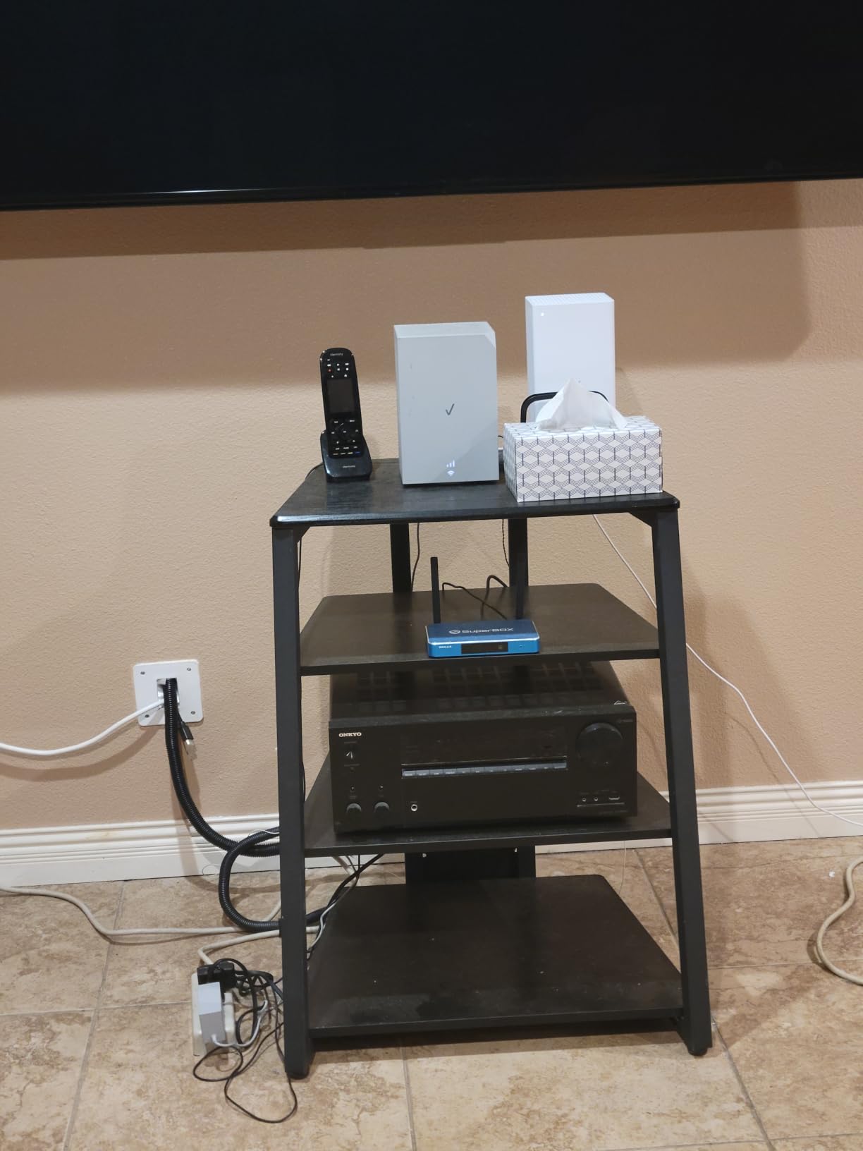FITUEYES 4-Tier AV Media Stand Corner Shelf for Record Player HiFi, Walnut customer photo 1