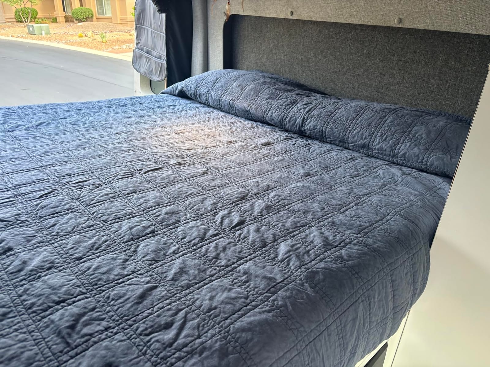 HORIMOTE HOME 100% Cotton Quilt Set Queen Size, Navy Blue Pre-Washed 3-Piece Bedspread Coverlet Set, Cozy Lightweight Stitching Bedding Cover with 2 Shams in Geometric Pattern for All Season customer photo 1