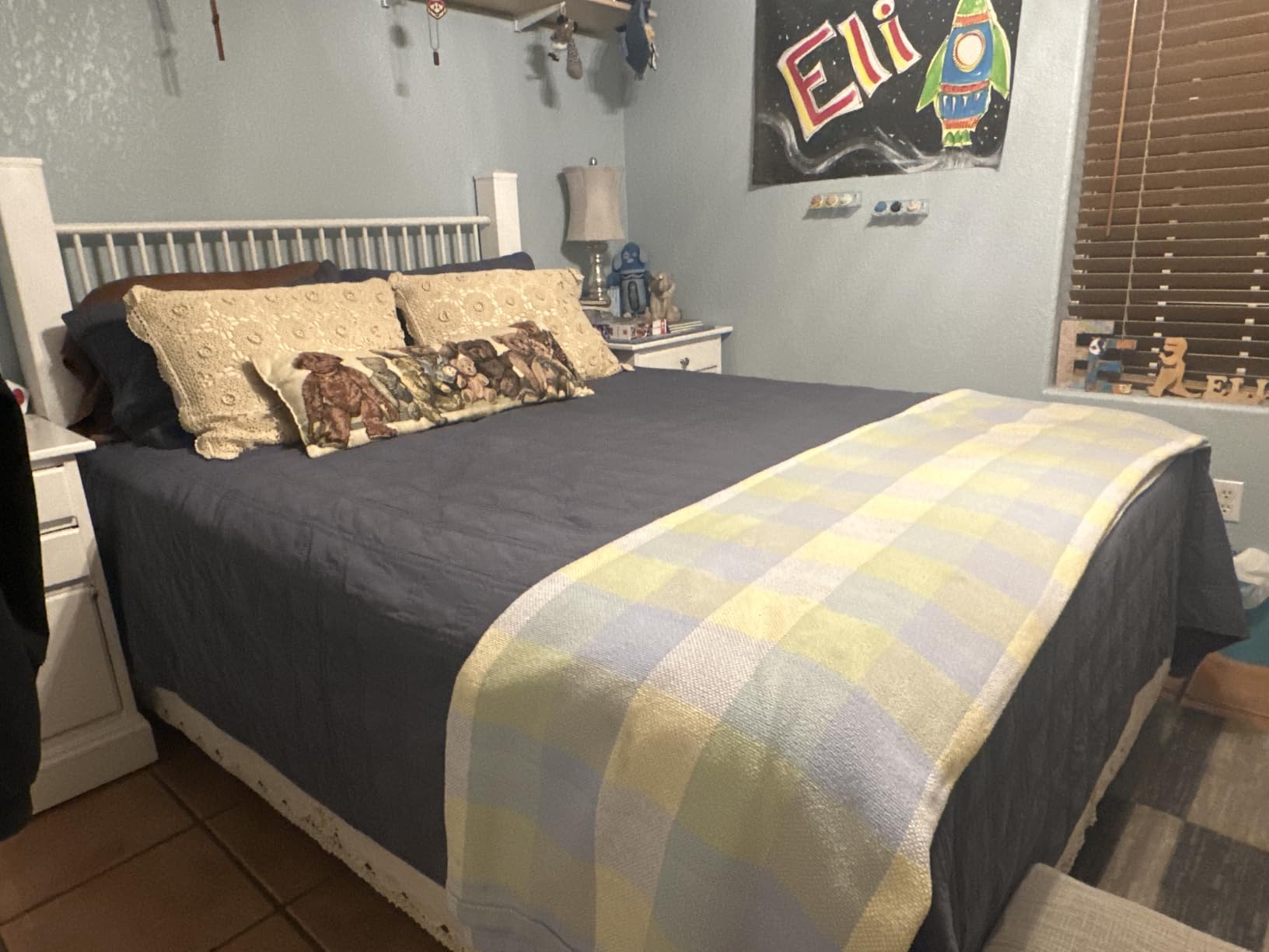 HORIMOTE HOME 100% Cotton Quilt Set Queen Size, Navy Blue Pre-Washed 3-Piece Bedspread Coverlet Set, Cozy Lightweight Stitching Bedding Cover with 2 Shams in Geometric Pattern for All Season customer photo 2