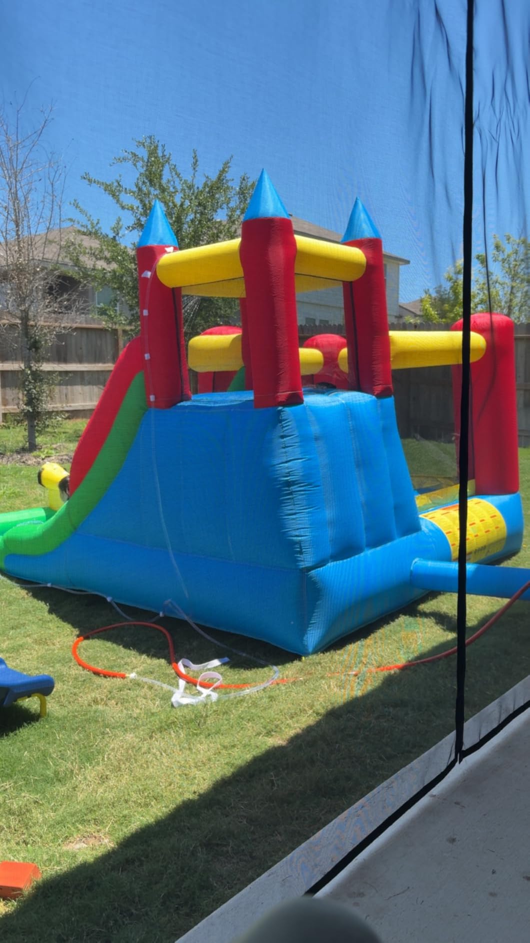 Outsunny 6-in-1 Kids Bounce House Inflatable Water Slide with Pool, Water Cannon, Climbing Wall, Inflator Included, Jumping Castle Kids Backyard Activity Outdoor Water Play Toy customer photo 2
