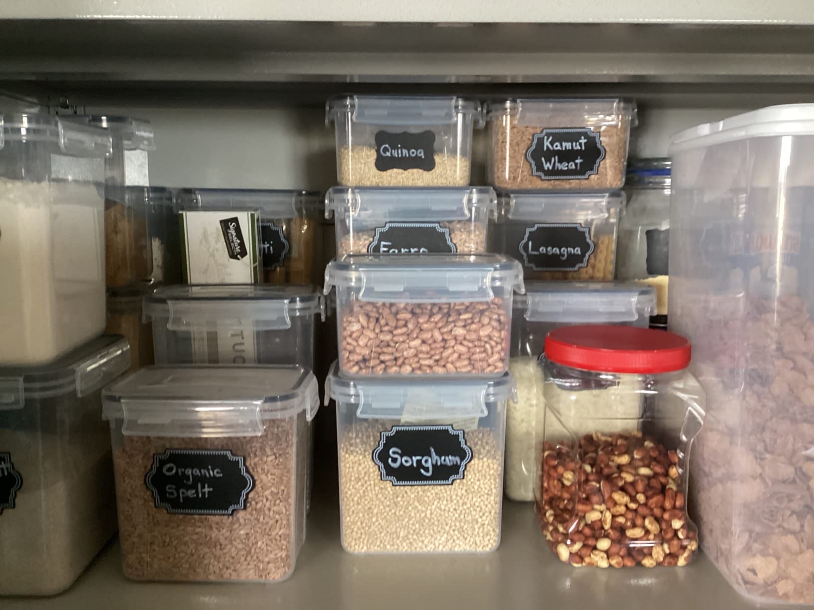 PRAKI Airtight Food Storage Containers Set, 16 Pcs BPA Free Plastic Dry Food Canisters for Kitchen Pantry Organization and Storage Ideal for Cereal, Flour & Sugar - Labels, Marker(Black) customer photo 2