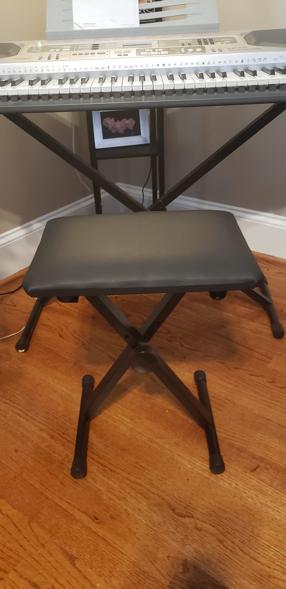 CAHAYA Keyboard Bench X-Style Height Adjustable 16.3-19.6in Padded Cushion Piano Stool Bench Keyboard Chair for Keyboards Piano CY0257 customer photo 1