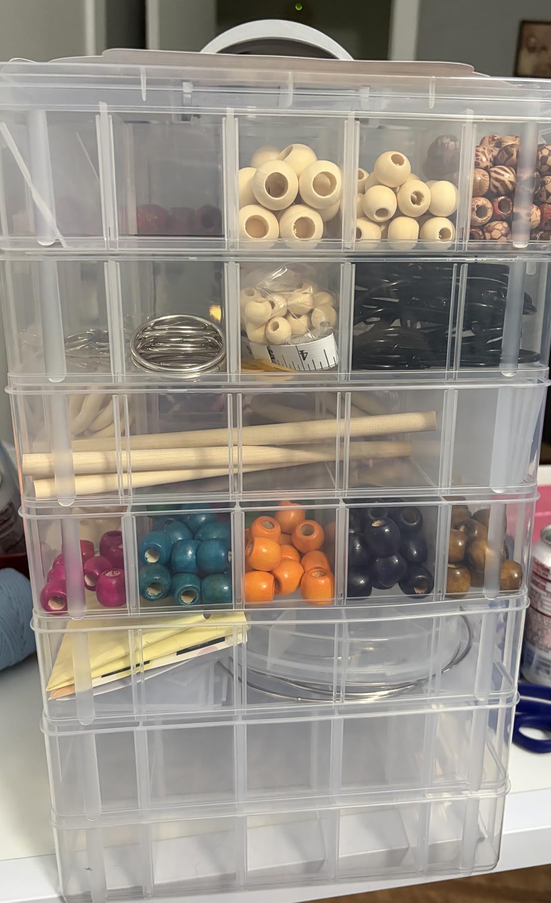 7 Layers Stackable Storage Container, 70 Adjustable Compartments (White) Perfect for Kids Toys, Art Crafts, Jewelry, Supplies, Mini Case & Letter Sticker Included customer photo 1