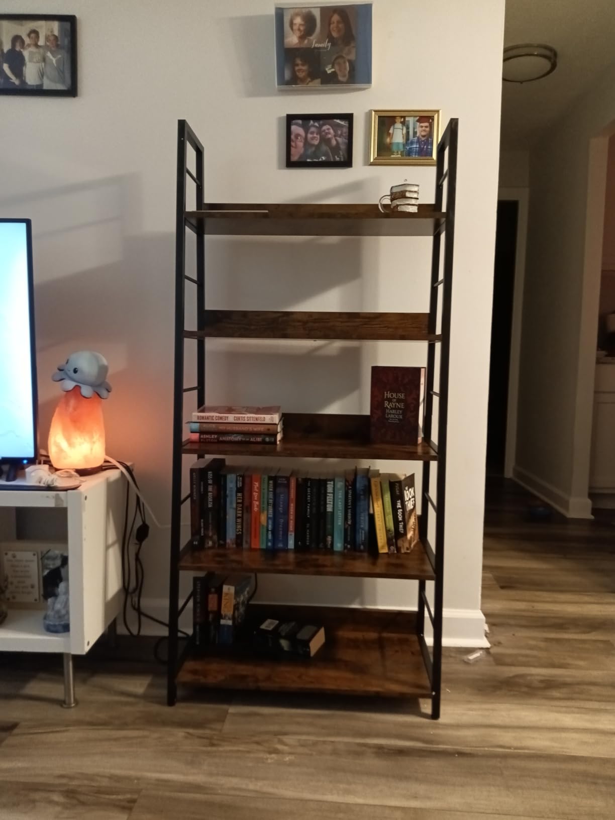 IRONCK 5 Tier Ladder Bookcase with Metal Frame, Rustic Brown customer photo 2