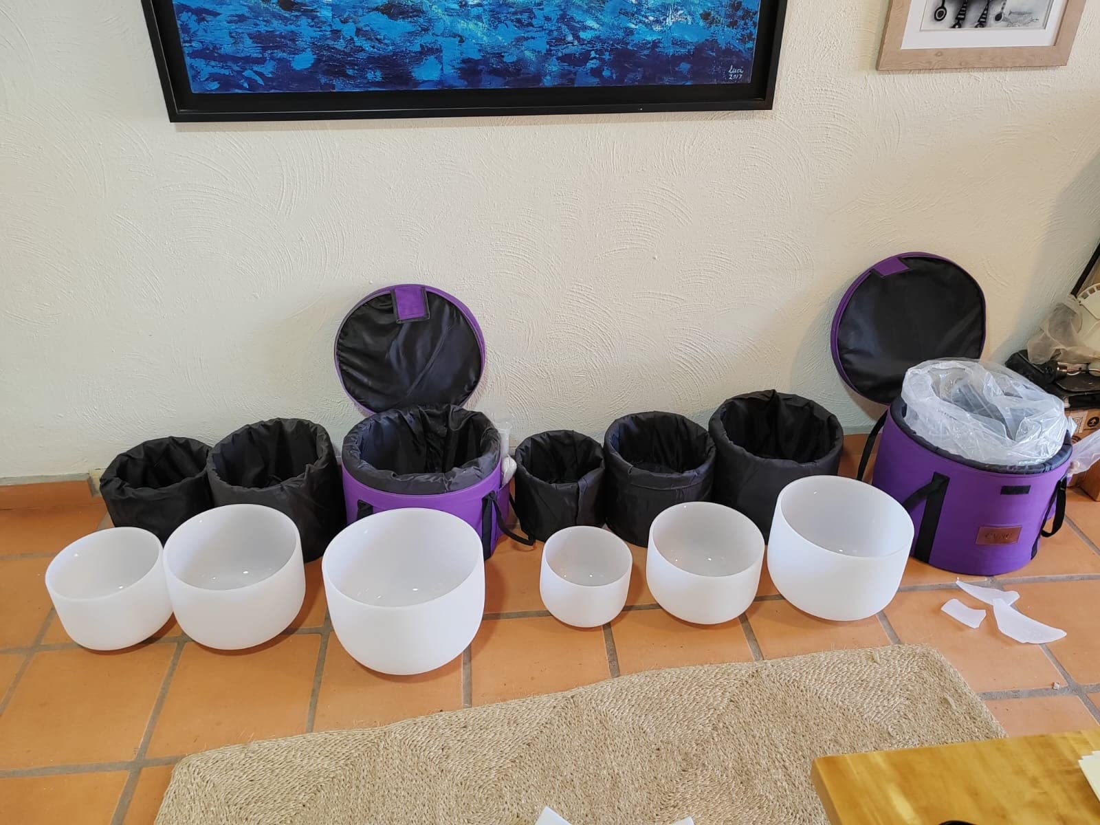 432HZ Frosted Chakra Quartz Crystal Singing Bowl Set, 8-14 Inch, 7 Pcs customer photo 1