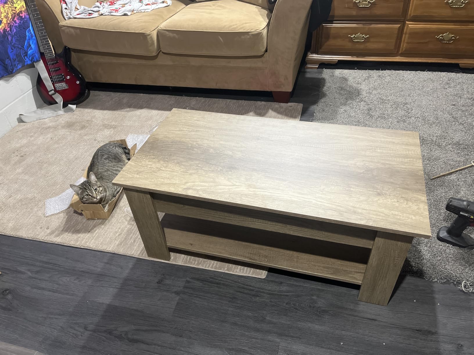 Yaheetech Lift Top Coffee Table with Hidden Storage & Shelf, Espresso,38.6