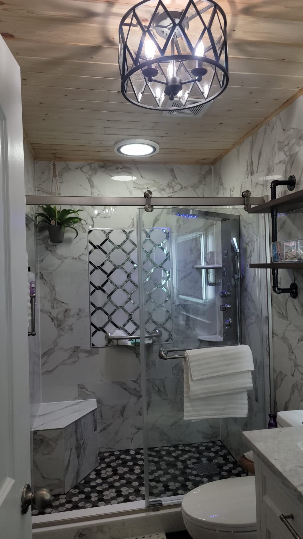 5-in-1 LED Shower Panel Tower System Stainless Steel Black customer photo 2