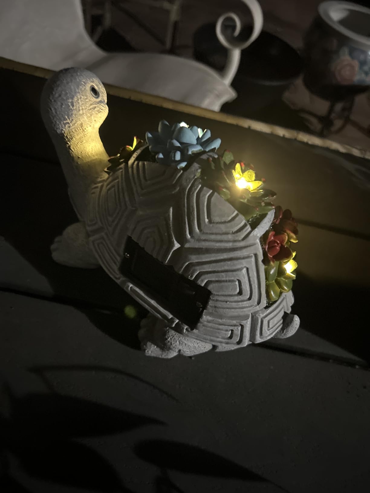 Nacome Solar Garden Outdoor Statues Turtle with Succulent | 7 LED Lights, Lawn Decor Statue for Patio, Balcony, Yard Ornament, Gifts for Mom Grandma Women customer photo 1