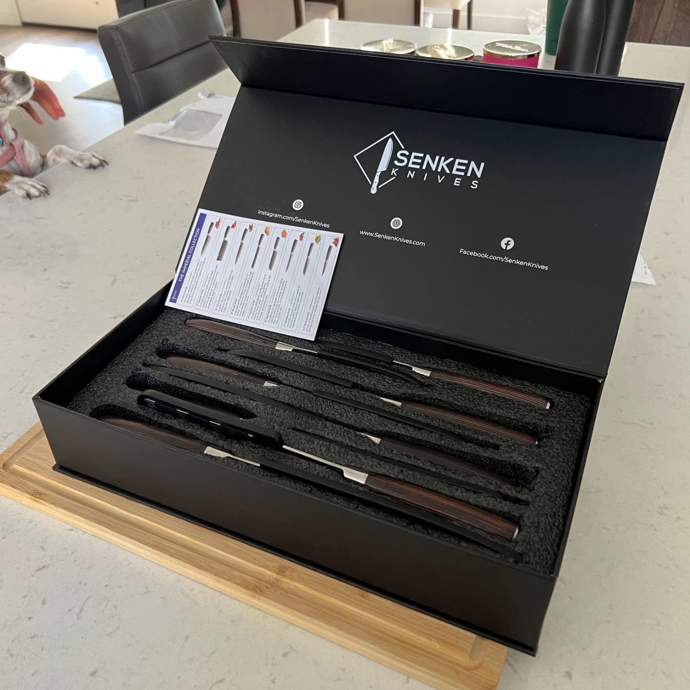 SENKEN 8-piece Premium Japanese Kitchen Knife Set with Laser Damascus Pattern - Imperial Collection - Chef's Knife, Santoku, Bread, Paring & More, Ultra Sharp for Very Fast Cutting customer photo 1