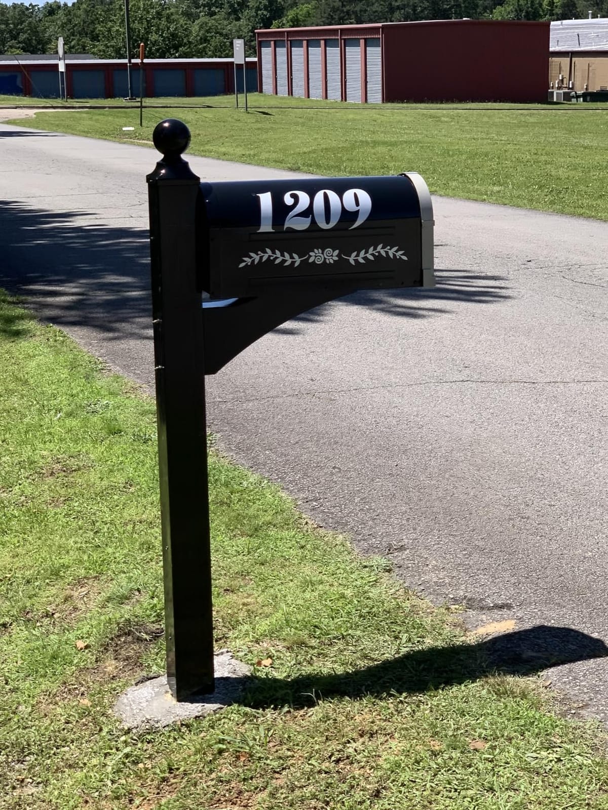 Brunswick Large, Steel, Post Mount Mailbox, Black with Brushed Nickel | Galvanized steel build for outside with rust-resistant powder-coat finish and a magnetic door closure. USPS approved. customer photo 1