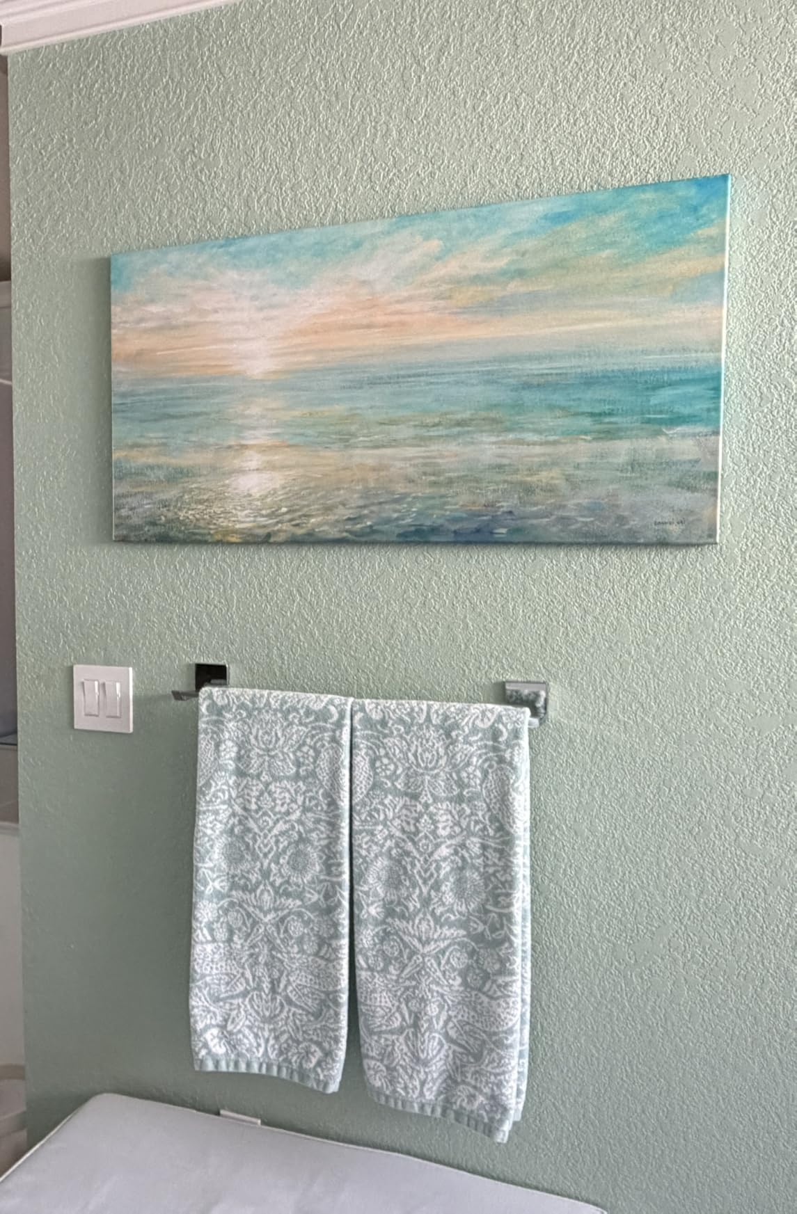 Goldfoilart 3 Pieces Beach Wall Art Sunset Bathroom Canvas Pictures Ocean Wall Decor Waves Prints Paintings for Living Room Bedroom Decorations Ready to Hang 12