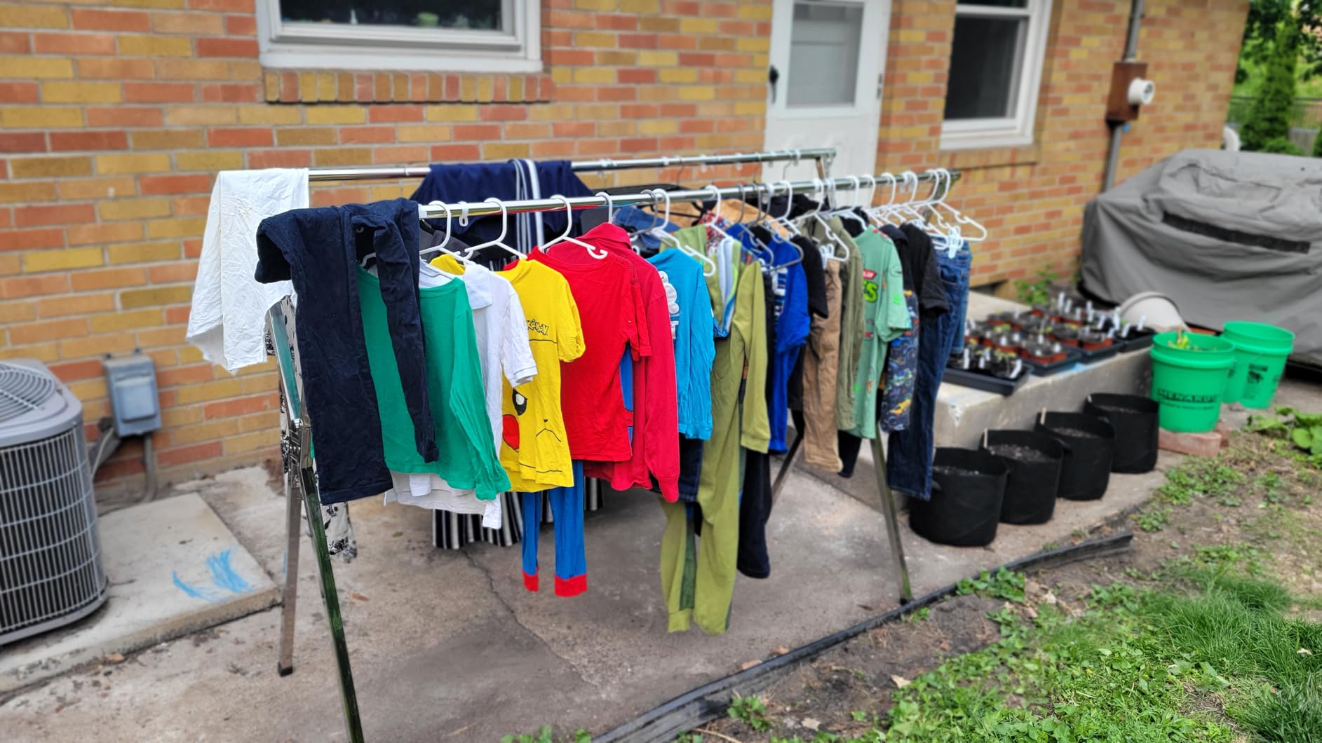 AUGMIRR Clothes Drying Racks Outdoor, 82 Inches Updated Version,Stainless Steel Laundry Drying Rack for Indoor Outdoor and The Balcony,Length Adjustable Saves Space,with Windproof Hooks(002) customer photo 1