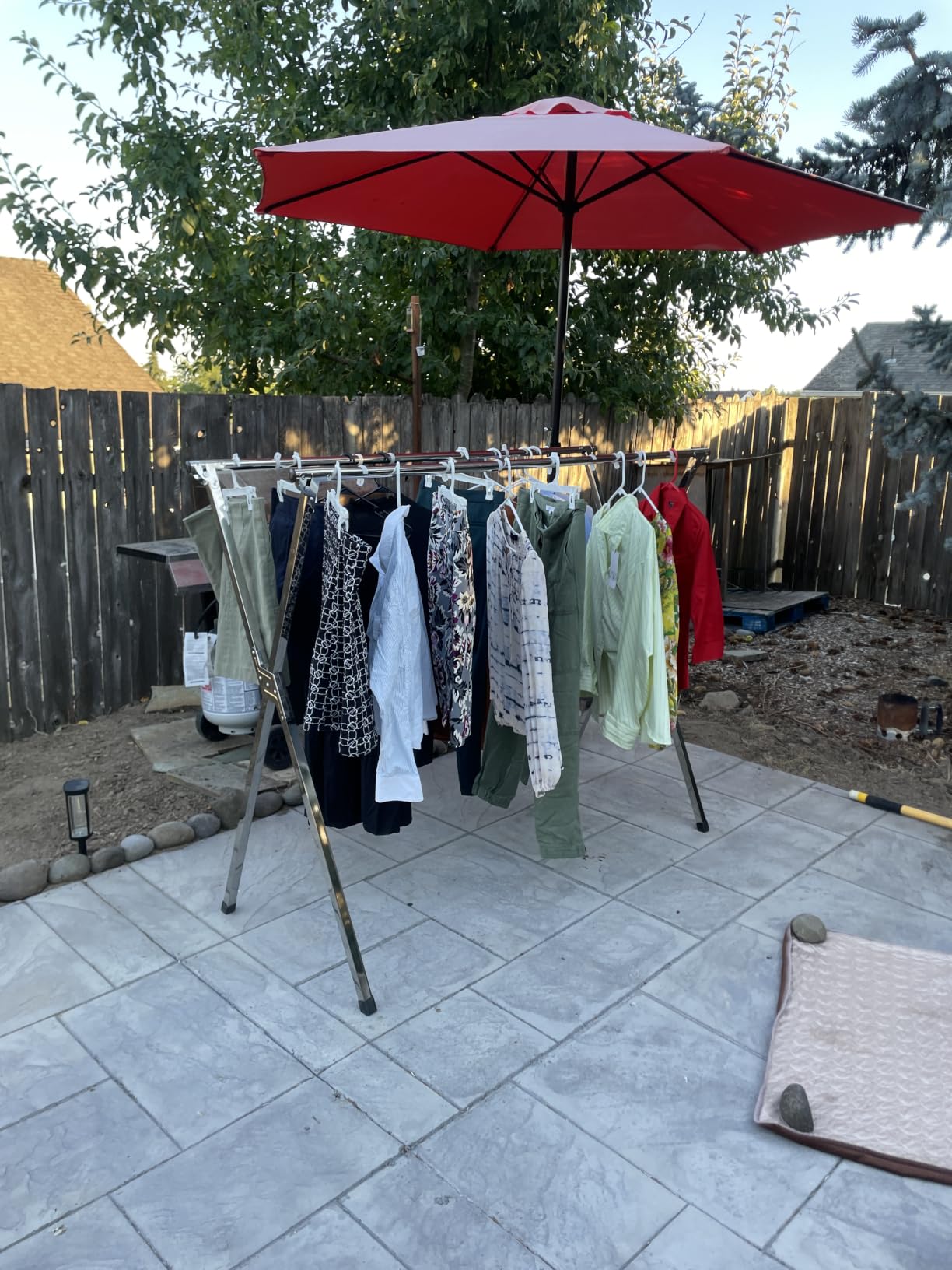 AUGMIRR Clothes Drying Racks Outdoor, 82 Inches Updated Version,Stainless Steel Laundry Drying Rack for Indoor Outdoor and The Balcony,Length Adjustable Saves Space,with Windproof Hooks(002) customer photo 2