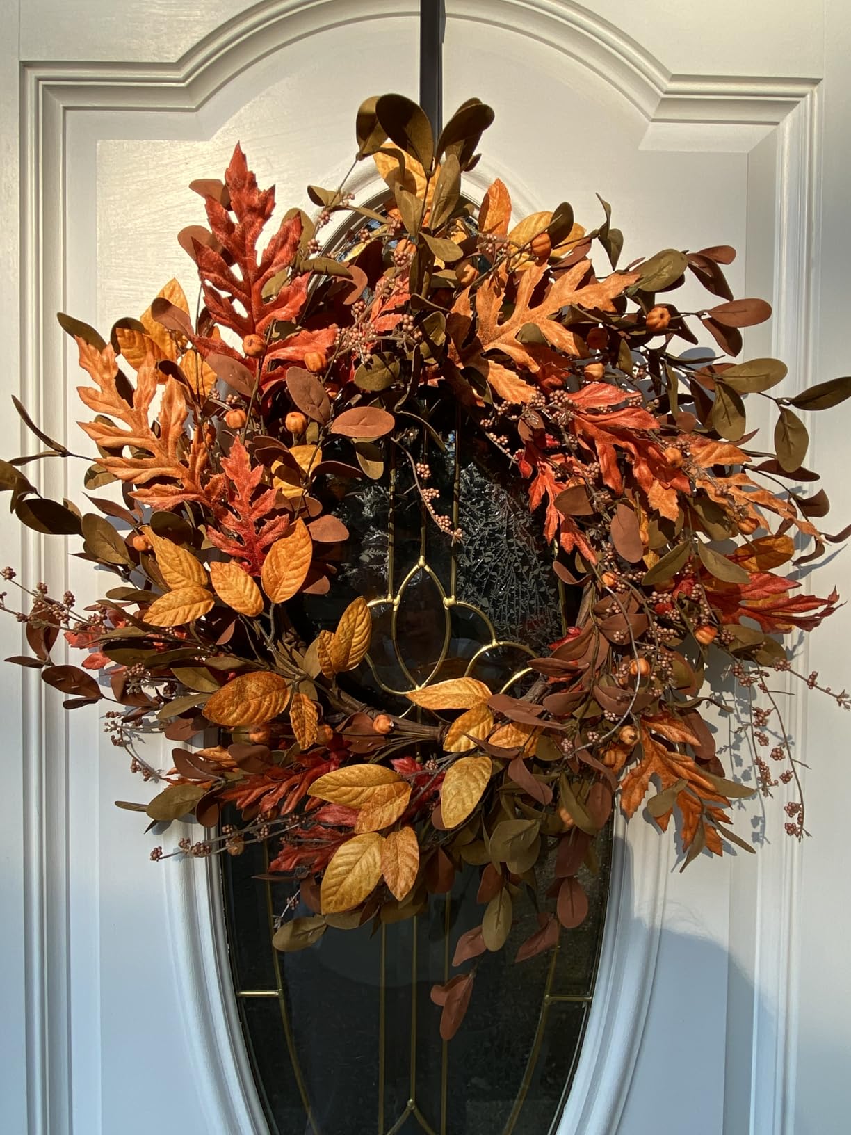 AMF0RESJ Artificial Fall Wreath for Front Door Autumn Wreath for Home Decor customer photo 2