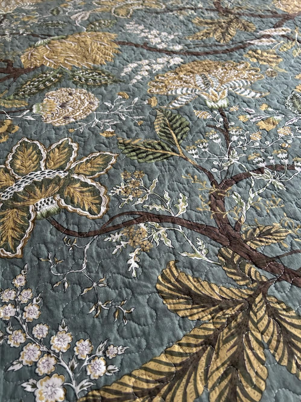 NEWLAKE Cotton Patchwork Bedspread, 3-Piece Bedding Quilt Set with Real Stitched Embroidery, Reversible Matelasse Bed Coverlet Set,Green Farmhouse Garden,Queen Size customer photo 2