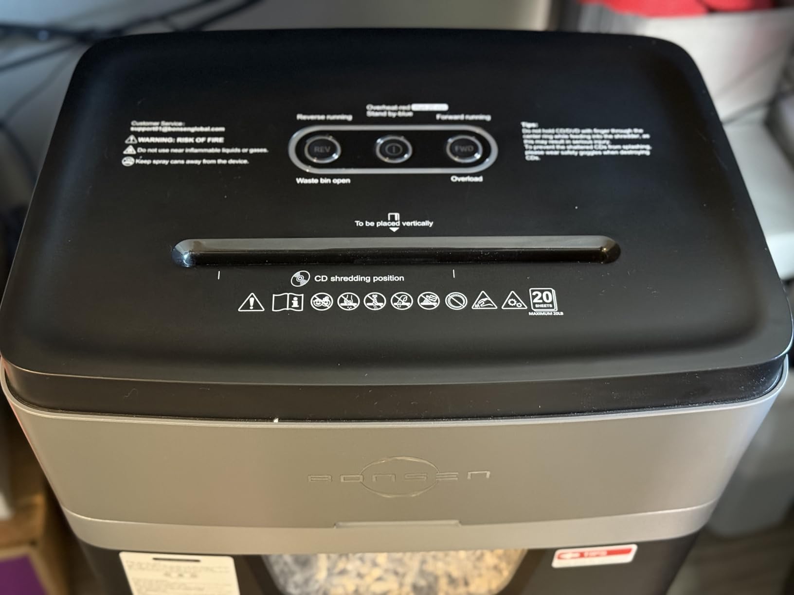 BONSEN 20-Sheet Cross-Cut P-4 High Security Heavy Duty Paper Shredder customer photo 2