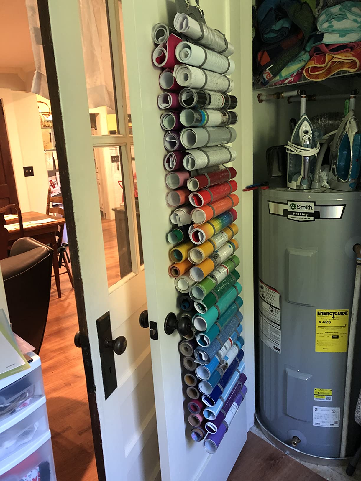 AROUY Vinyl Storage Organizer - Vinyl Roll Holder Wall Mount/Over The Door, Craft Vinyl Storage Rack, Hanging Organizer Storage with 48 Roll Compartments (48 - Gray) customer photo 1