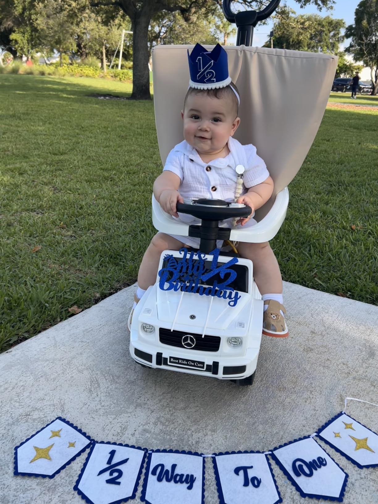 Best Ride On Cars Kids Outdoor Stroller Mercedes G-Wagon for Toddlers 1 to 3 Years Old with Music, Horn Sounds, and Handle, White customer photo 1