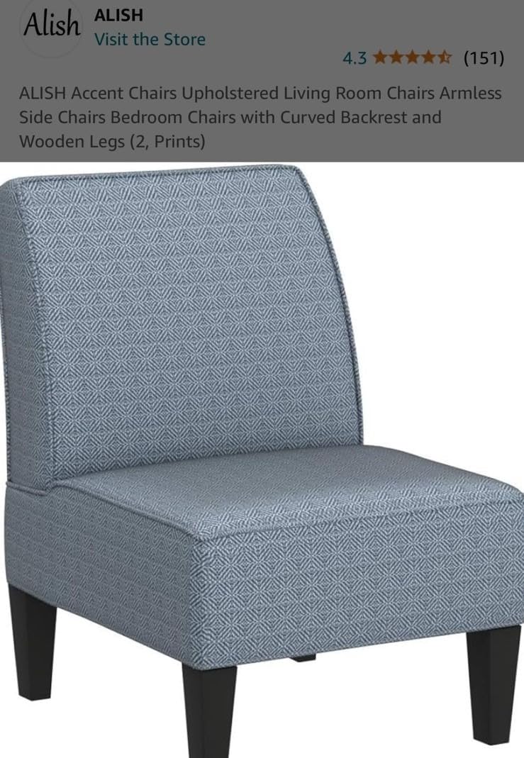 ALISH Accent Chairs Set of 2 Upholstered Living Room Chairs Armless Side Chairs Bedroom Chairs with Curved Backrest and Wooden Legs Orange customer photo 2