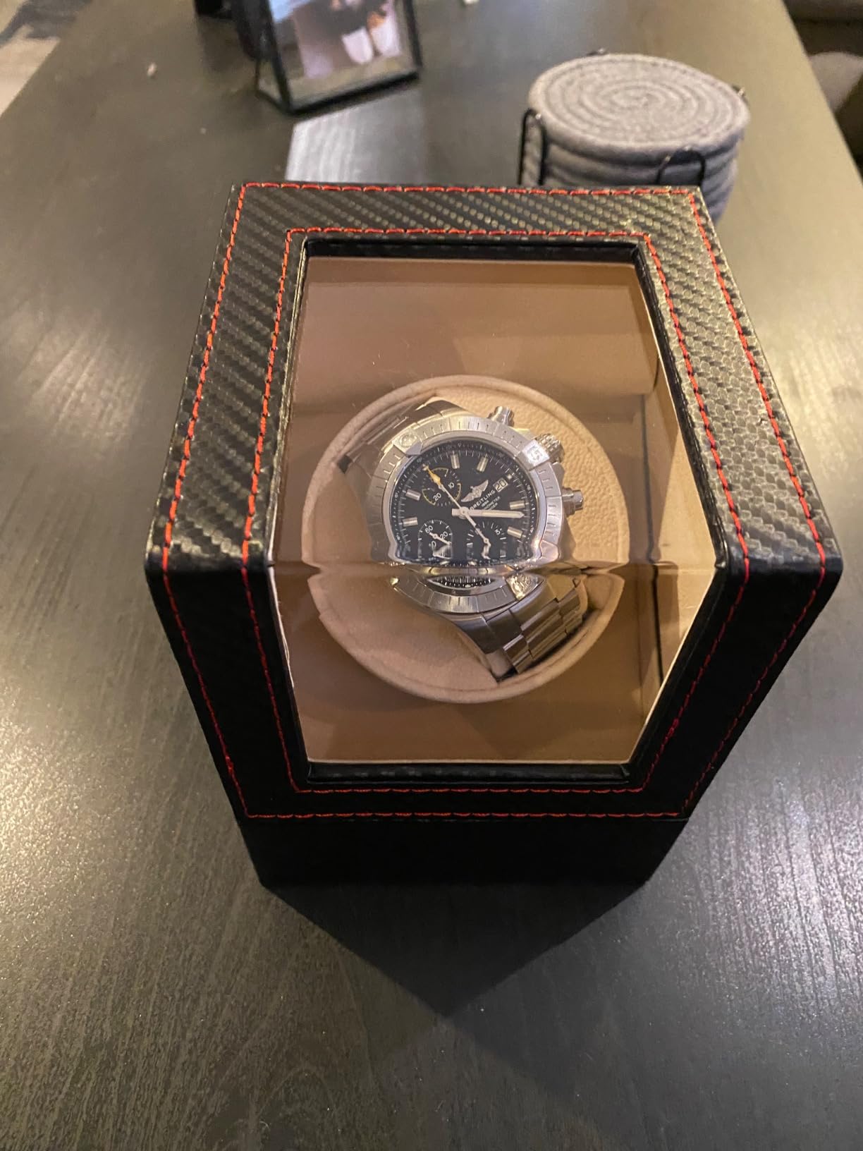 Automatic Single Watch Winder for Automatic Watches,Rotating Watch Case with Japanese Quiet Motor,AC Adapter or Battery Powered customer photo 1
