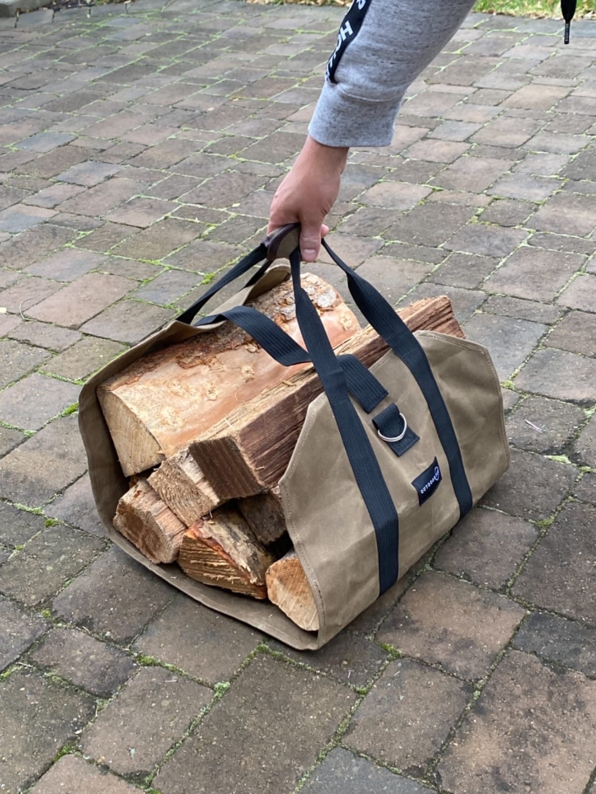 Firewood Bag Carrier - Extra Large Wood Bag for Firewood-Water Resistant Carrying Bag with Padded Handles & A Handy Side Pocket-24 L x19 H x12-Waxed Canvas Log Tote for Home or Camping customer photo 1