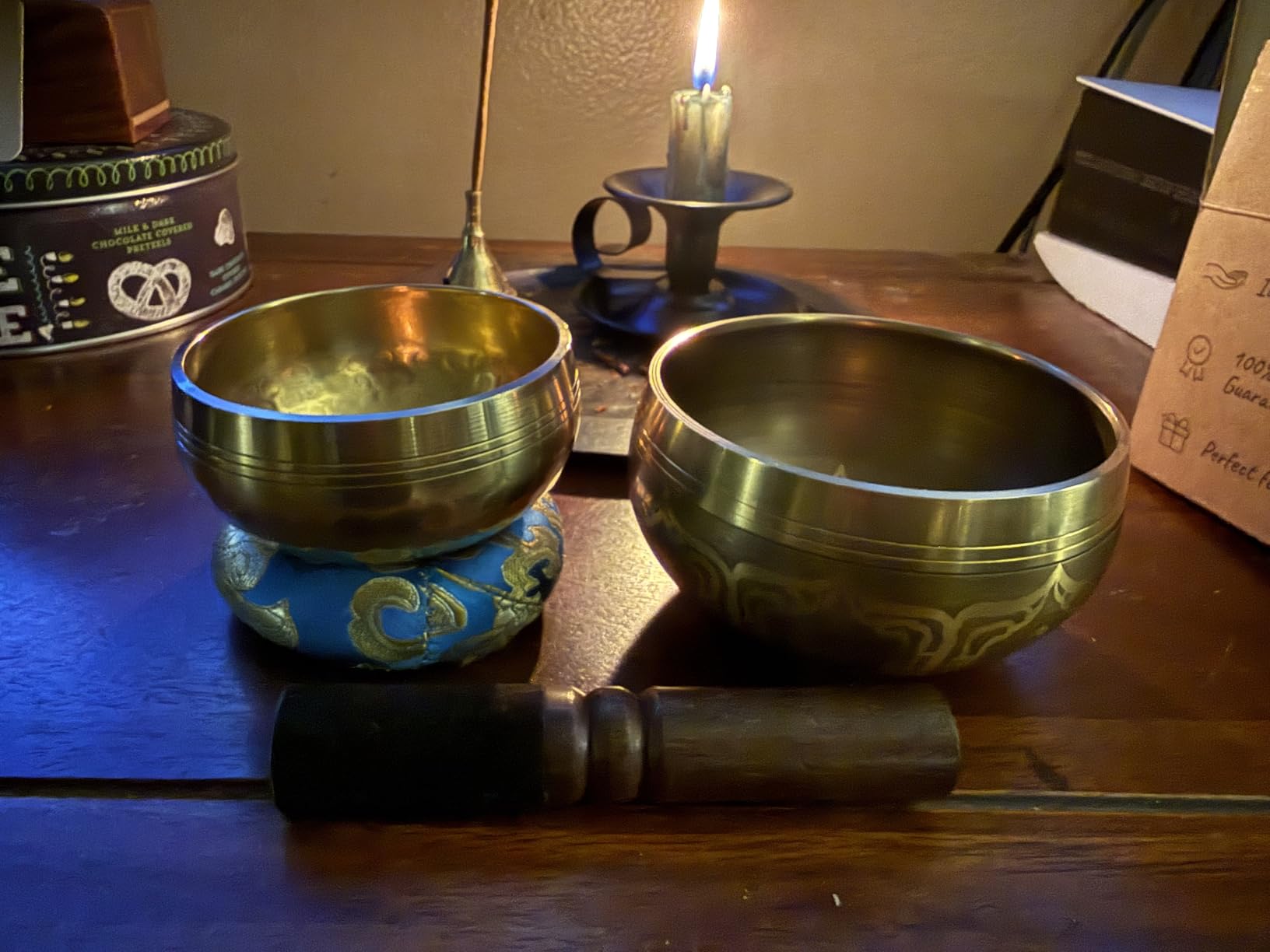 Relaehih 2-Pack Tibetan Singing Bowls Set, Nepal Sound Bowl Set for Yoga customer photo 2