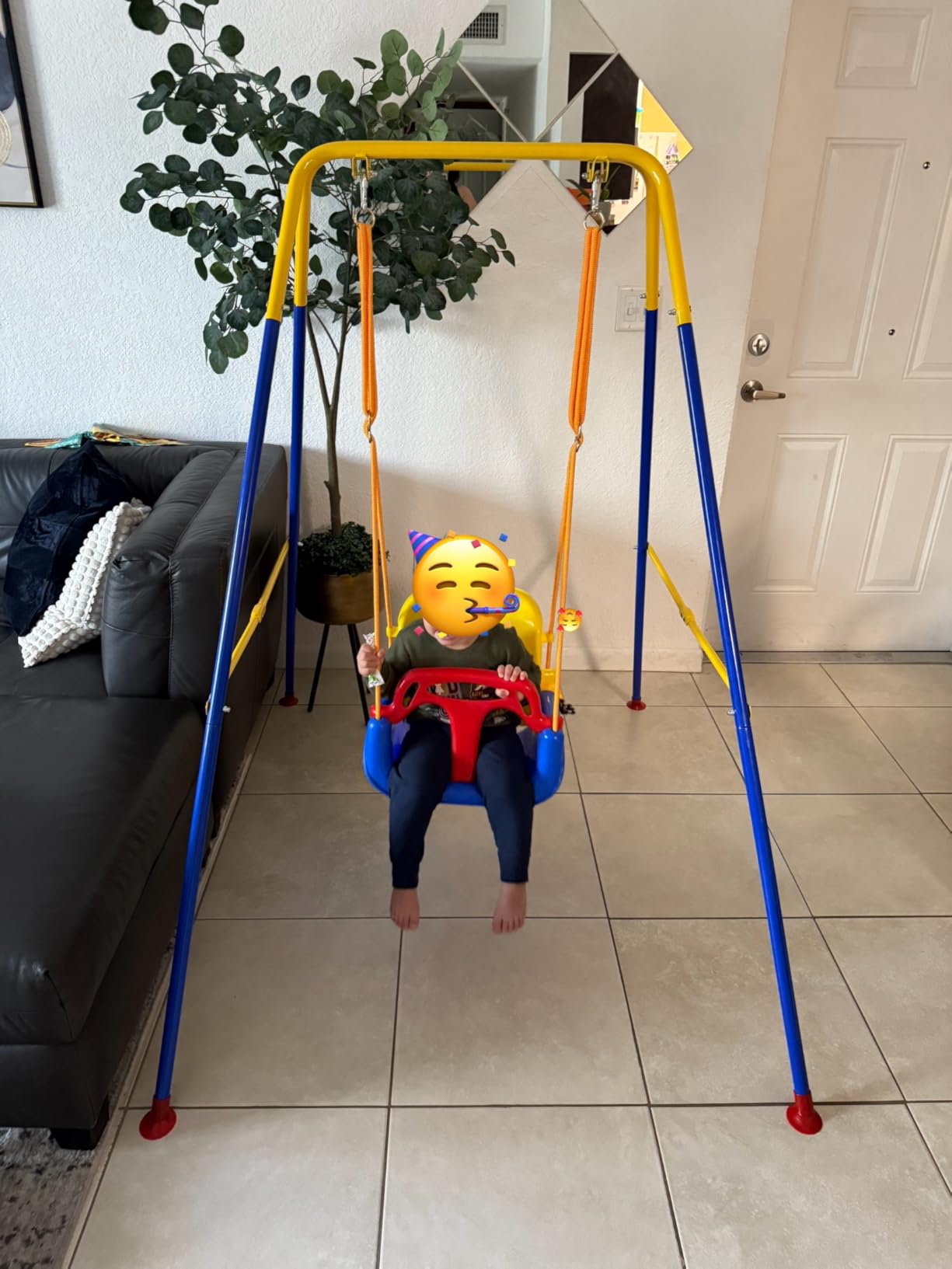 FUNLIO Toddler Swing with Foldable Metal Stand for Toddlers Aged 1~10 Years, 3-in-1 Baby Swing Set with 4 Sandbags for Backyard/Indoor/Outdoor Play, Easy to Assemble & Store customer photo 1