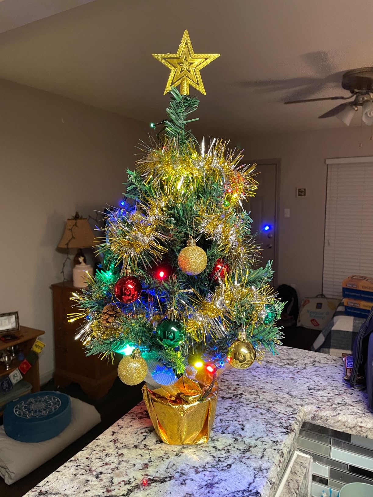 AGIRL Small Christmas Tree with Lights,22 in Mini Tabletop Tree Desk Decor customer photo 2