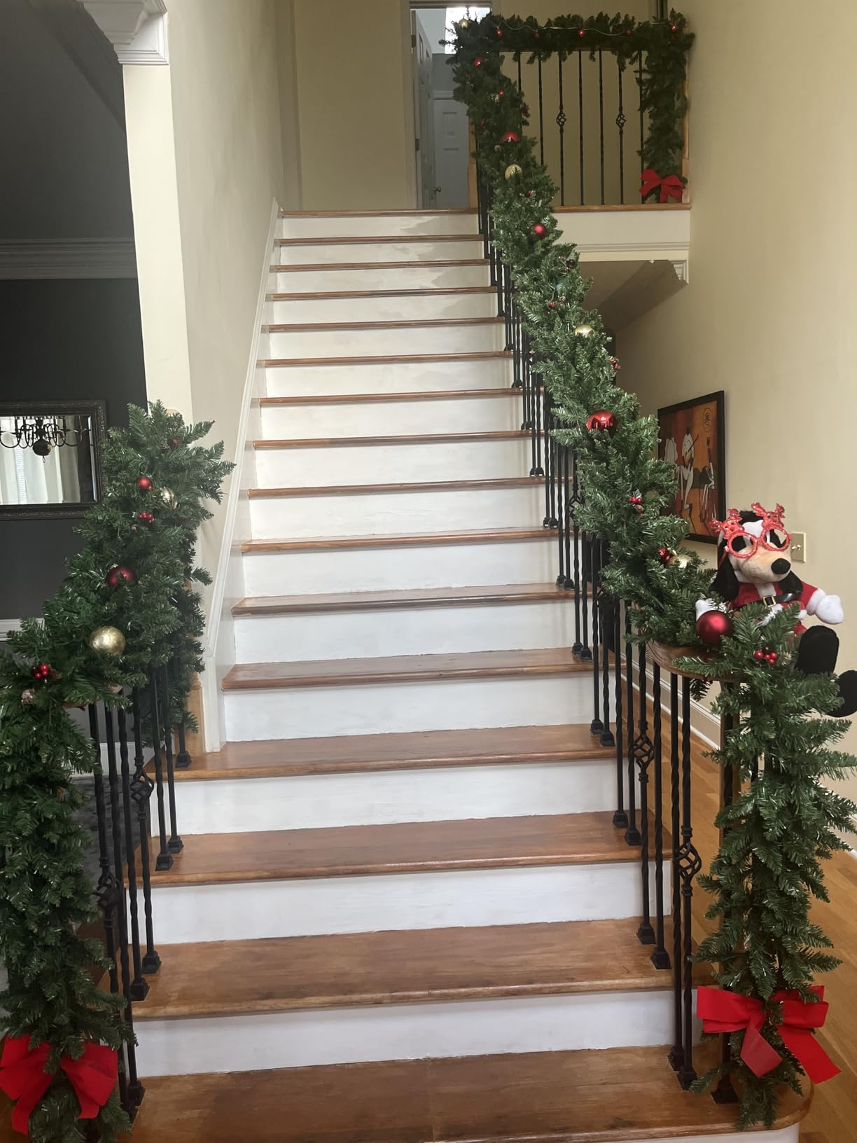 9 Feet Pre-Lit Christmas Garland, Mixed Pine Decorated with Frosted Berries, Pinecones, 50 LED with Timer, Battery Operated, for Mantle Staircase Indoor and Outdoor customer photo 1