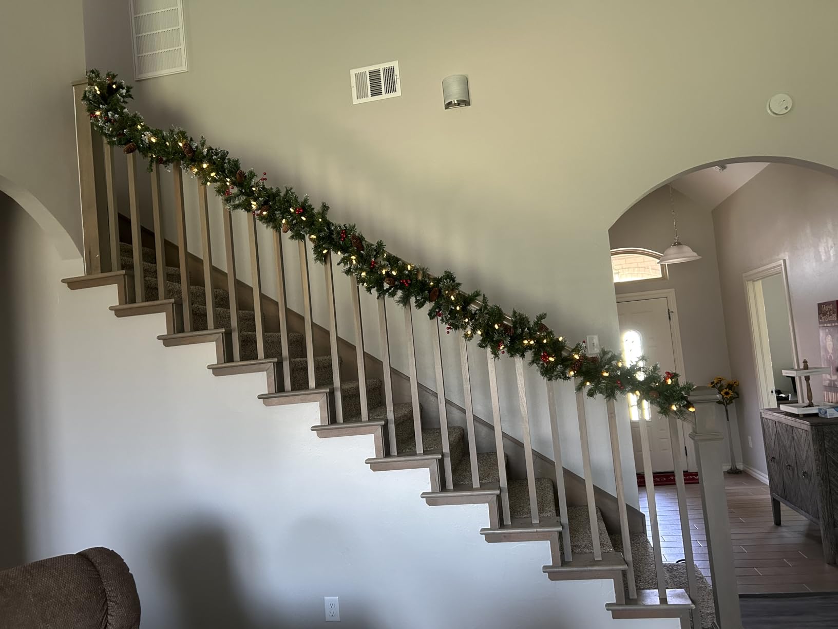 9 Feet Pre-Lit Christmas Garland, Mixed Pine Decorated with Frosted Berries, Pinecones, 50 LED with Timer, Battery Operated, for Mantle Staircase Indoor and Outdoor customer photo 2